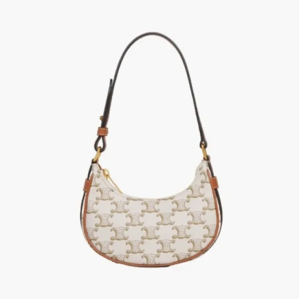 Celine Mini Ava in Triomphe Canvas and Calfskin White/Tan