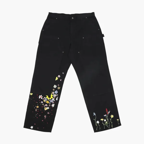Carhartt Double Knee Floral Carpenter Pants Black
