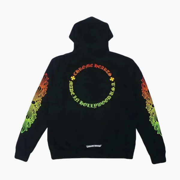 Chrome Hearts Floral Sleeve Gradient Made In Hollywood Hoodie Black / Gradient