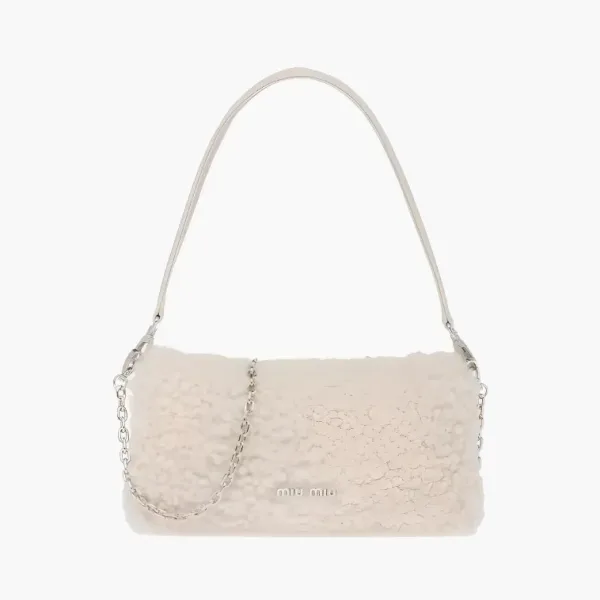 MIU MIU Sheepskin Shoulder Bag In Ivory White