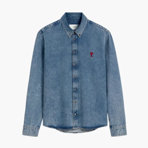 Ami Paris Buttom-Down Shirt Blue