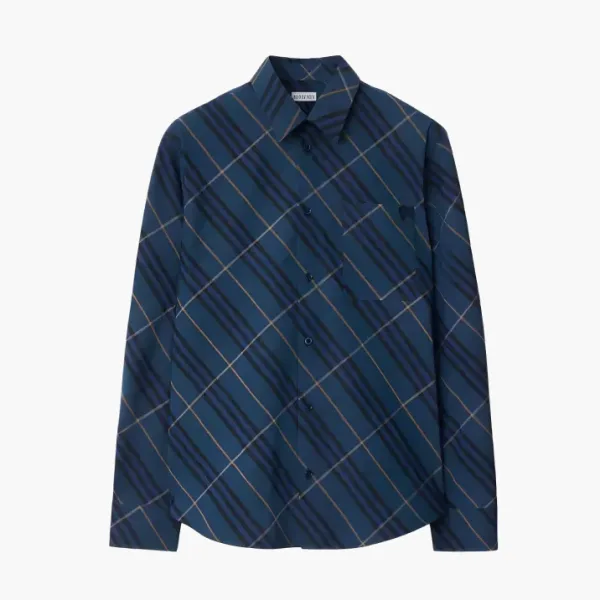 Burberry Relaxed Fit Check Cotton Shirts Blue