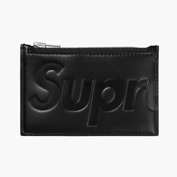 Supreme Leather Zip Card Holder Black