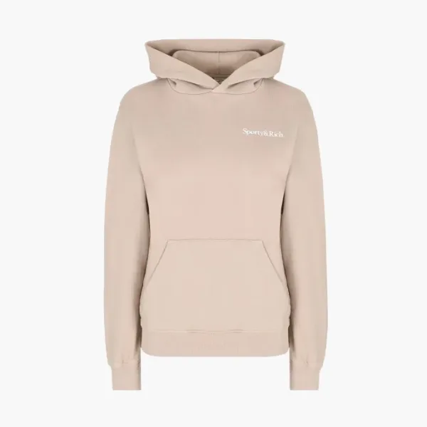 Sporty & Rich Health Is Wealth Cotton Hoodie Taupe