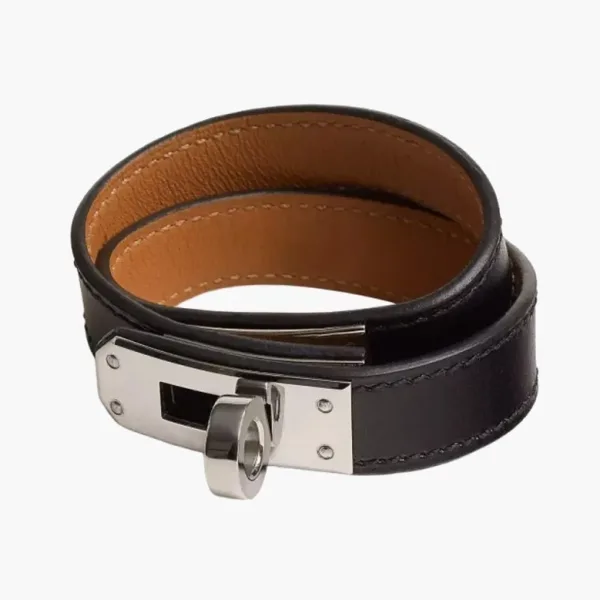Hermes Kelly Double Tour Bracelet Box Calfskin Palladium& Noir