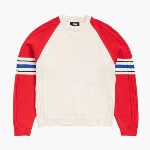 Stussy Stripe Raglan Crew Red