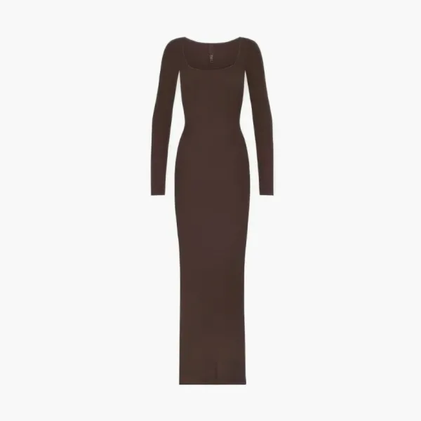 SKIMS Soft Lounge Long Sleeve Dress Brown