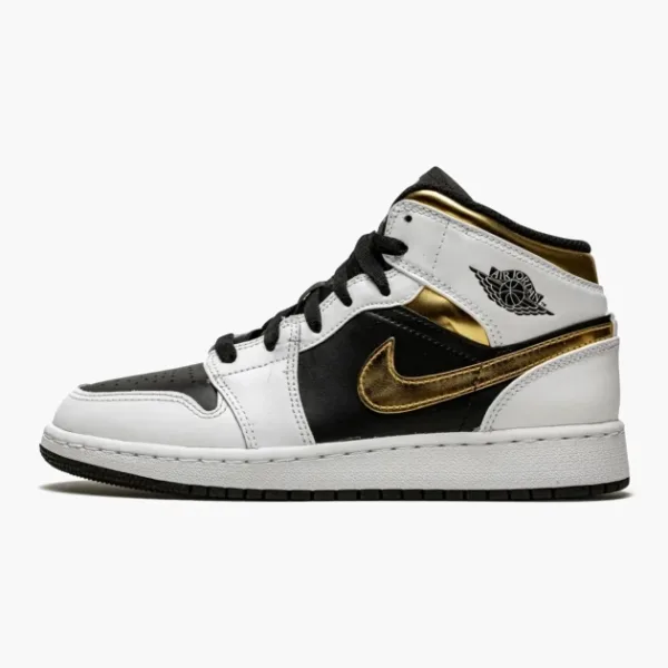 Air Jordan 1 Mid GS White / Gold / Black