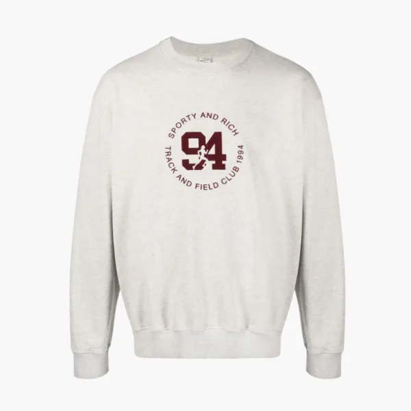 SPORTY & RICH Logo print Crew neck Sweatshirt Beige