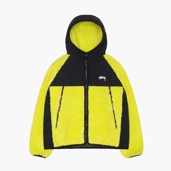 Stussy Sherpa Paneled Hooded Jacket Lime