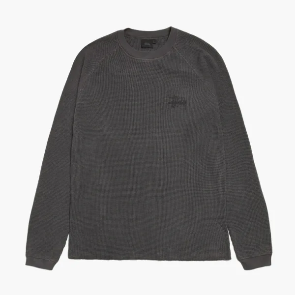 Stussy Raglan Thermal Long-Sleeve Crew Washed Black