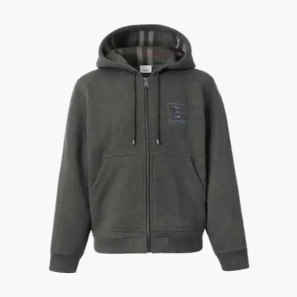 Burberry Letter Graphic Cotton Blend Hoodie Charcoal Grey