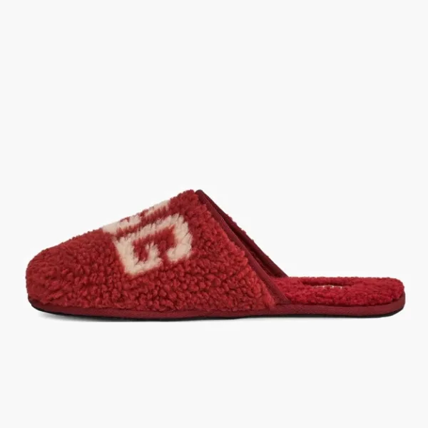 Scuff Slipper 'Curly Graphic - Red Wine'