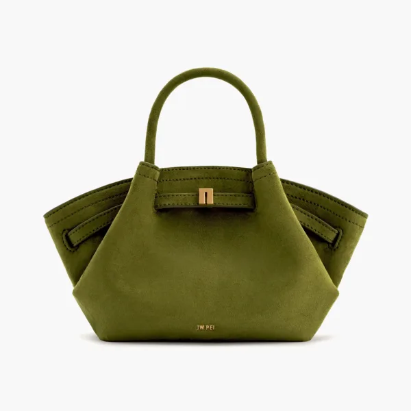 JW PEI Hana Mini Faux Suede Tote Bag Dark Olive