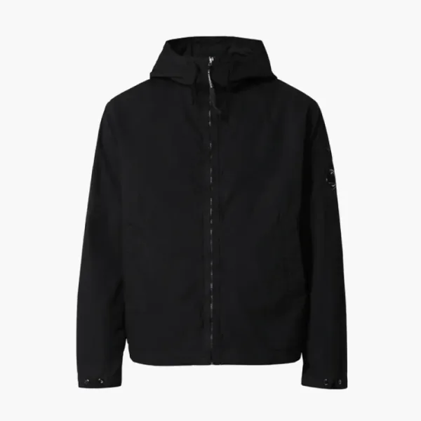 C.P.Company Zippered Closure Hooded Sleeve Jacket Black