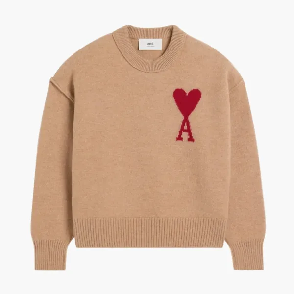 Ami Paris Ami De Coeur Sweater Brown