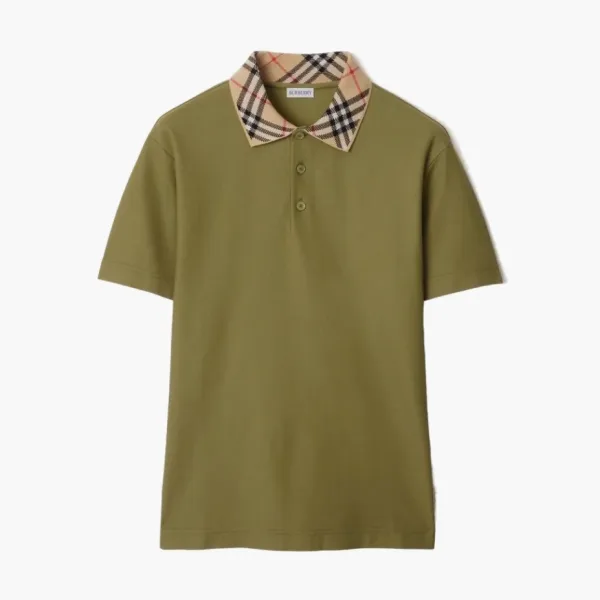 Burberry Check Collar Cotton Polo Shirt  Estate