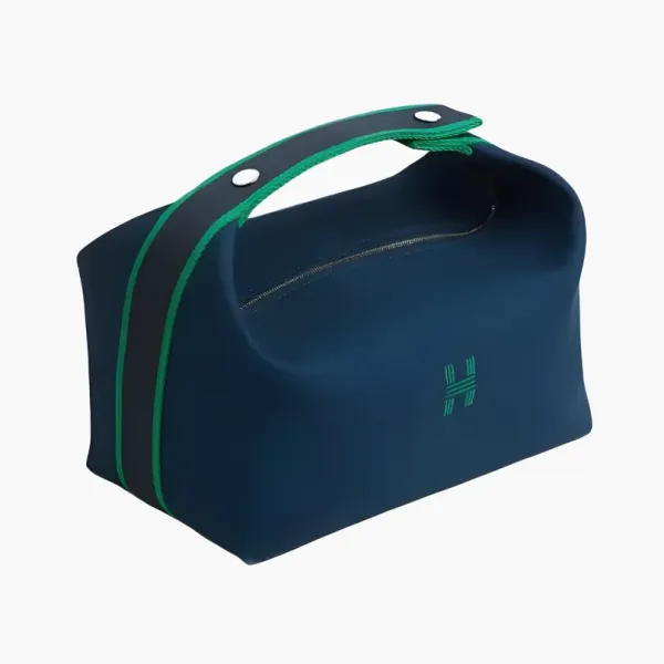 HERMES Bride a Brac Cotton Storage Bag Large Size Unisex Marine