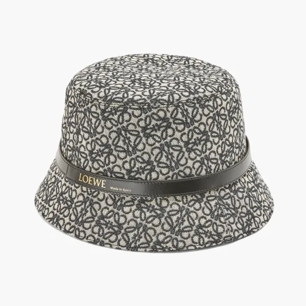 Loewe Anagram Jacquard and Calfskin Leather Bucket Navy/Black