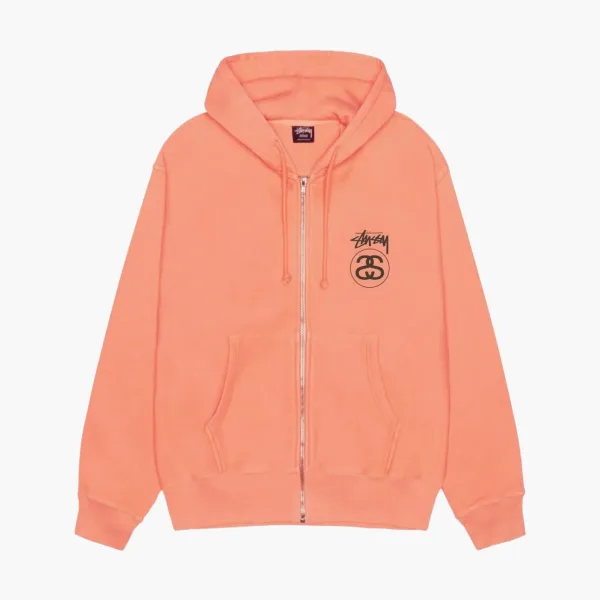 Stussy Stock Link Zip Hoodie Pigment Dyed Sherbert