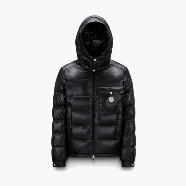 Moncler Hooded Short Down Jacket Glossy Black