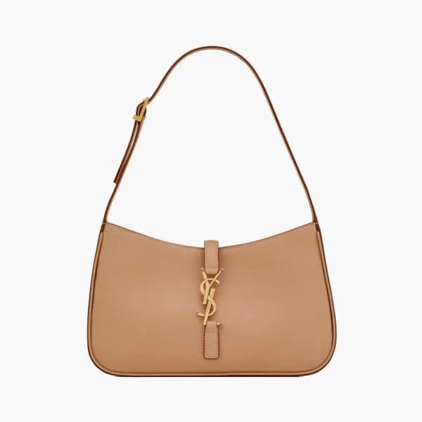 Saint Laurent Bronze Monogram Le 5 A 7 Hobo Bag Vegetable Tanned Leather Brown Gold