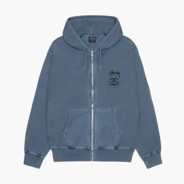 Stussy Stock Link Zip Hoodie Pigment Dyed Navy Blue