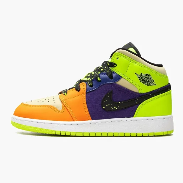 Air Jordan 1 Mid SE GS Volt / Vivid Orange