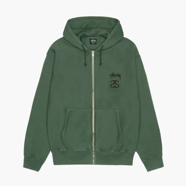 Stussy Stock Link Zip Hoodie Pigment Dyed Pine