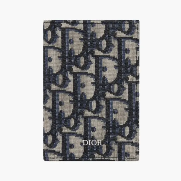 Dior Oblique Jacquard Card Holder Bi-Fold Beige/Black