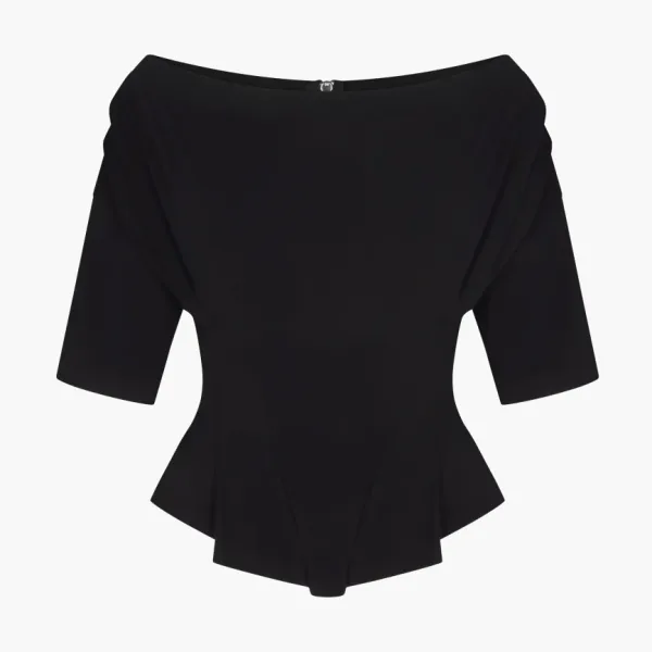Khy Off the Shoulder Cinching Tee Black