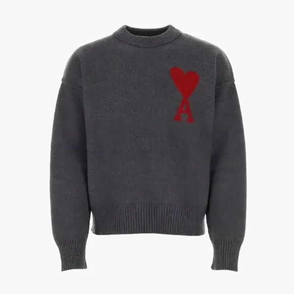 Ami Paris Ami De Coeur Sweater Dark Gray