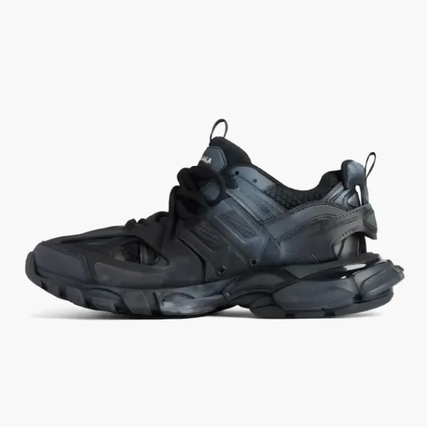 Balenciaga Track Signature Lace Up Sneakers Black