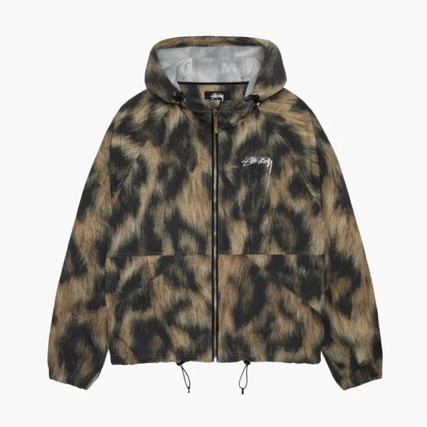 Stussy Beach Shell Fur Print Jacket Brown
