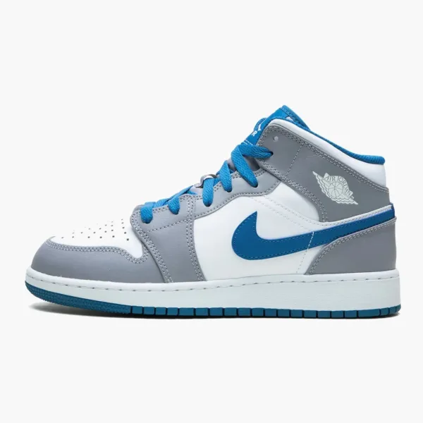 Air Jordan 1 Mid GS True Blue Cement