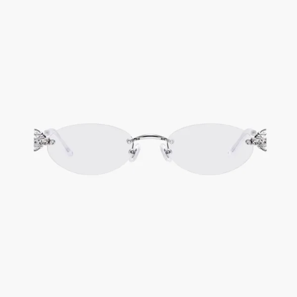 Gentle Monster Metal Gemstone Oval Eyeglass Frames Unisex Silver