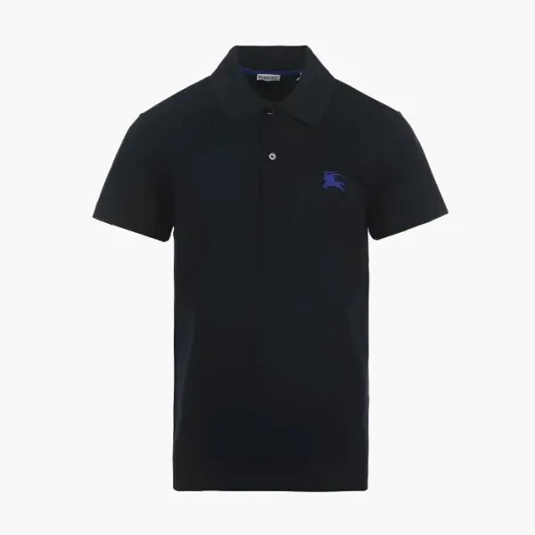 Burberry Embroidered Short Sleeved Polo Shirt Dark Blue