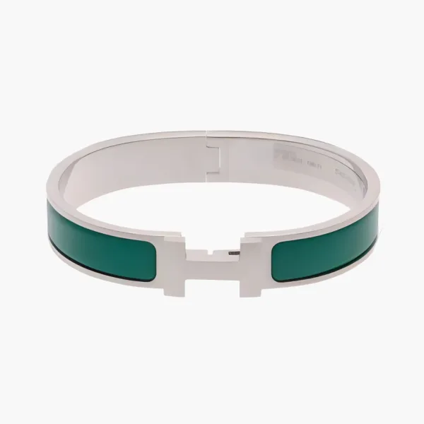 Hermès Menthe Matte Enamel and Brushed Palladium Metal Clic-HH Bracelet Green
