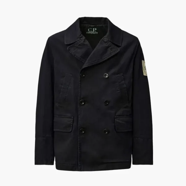 C.P.Company Regular Fit Pea Coat in Heavy Denim Blue