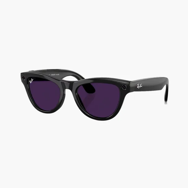Ray-Ban Meta Skyler Sunglasses Shiny Black / Clear Transitions Amethyst (Size 52)