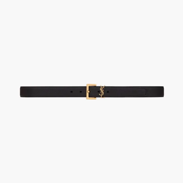 Saint Laurent Cassandre Belt In Grained Leather Noir
