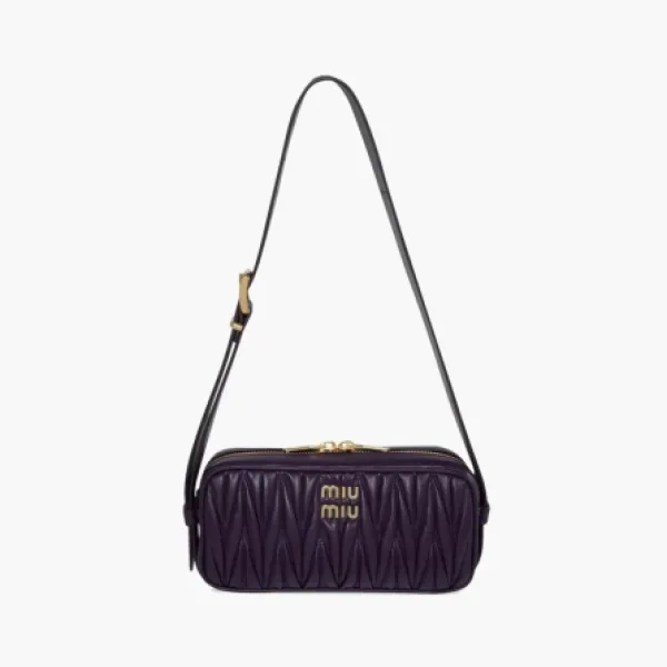 Miu Miu Matelassé Nappa Leather Shoulder Bag Violet