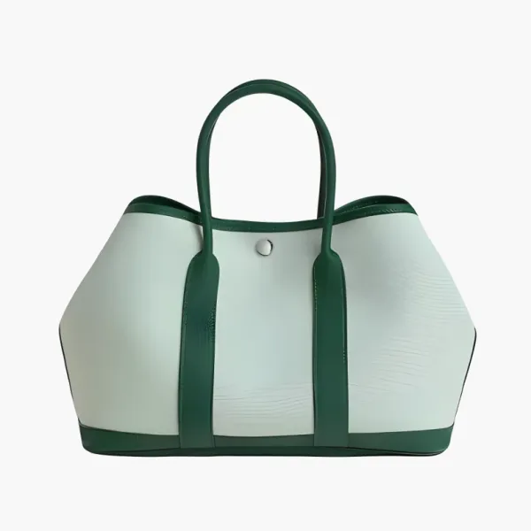 Hermes Garden Party Canvas With Negonda Calfskin Garden Handbag Green
