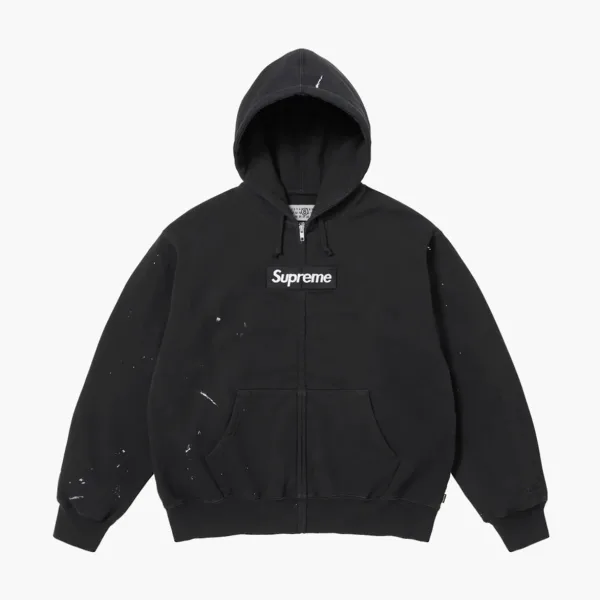 Supreme x MM6 Maison Margiela Box Zip Up Hooded Sweatshirt Black