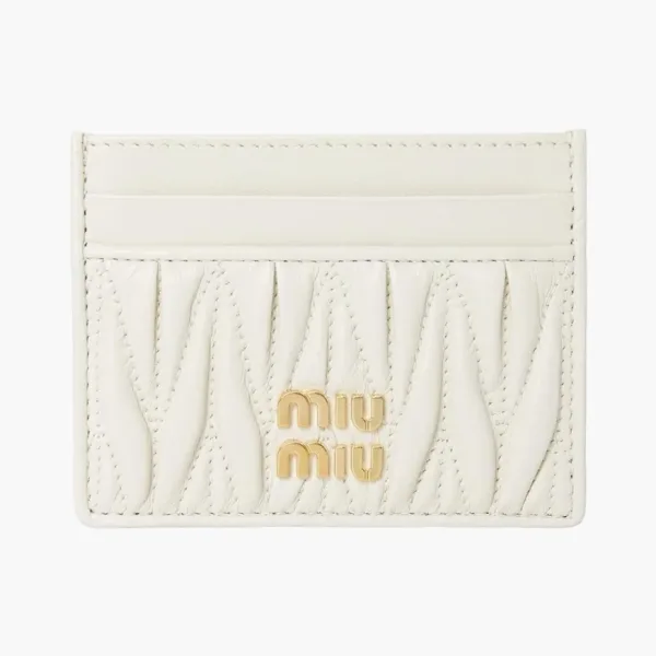 Miu Miu Matelasse Nappa Leather Card Holder White