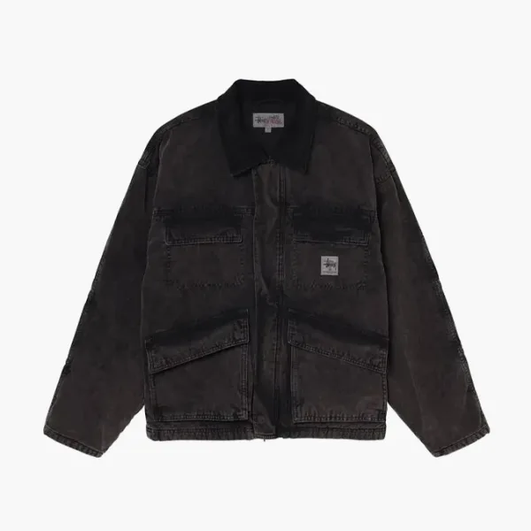 Stussy Washed Canvas Shop Jacket Black