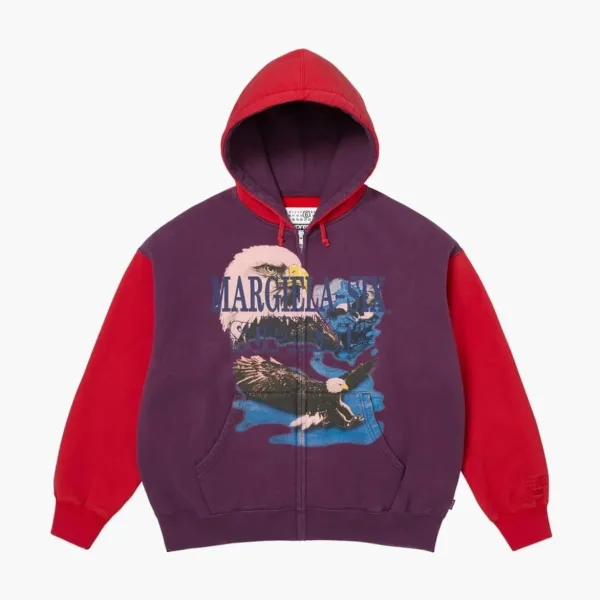 Supreme x MM6 Maison Margiela Eagle Zip Up Hooded Sweatshirt Purple