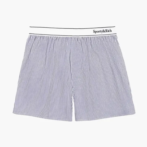 Sporty & Rich Serif Logo Boxer Shorts White/Navy