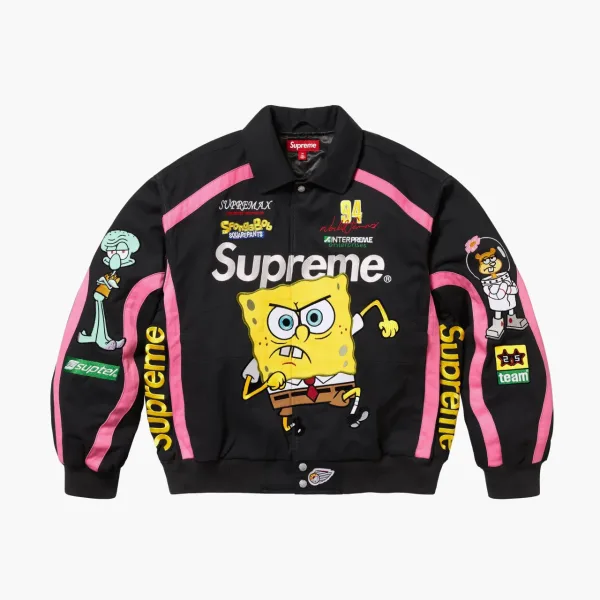 Supreme SpongeBob SquarePants Jeff Hamilton Racing Jacket  Black