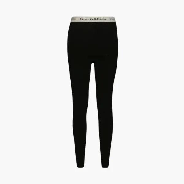 Sporty & Rich Serif-logo Ribbed Leggings Black
